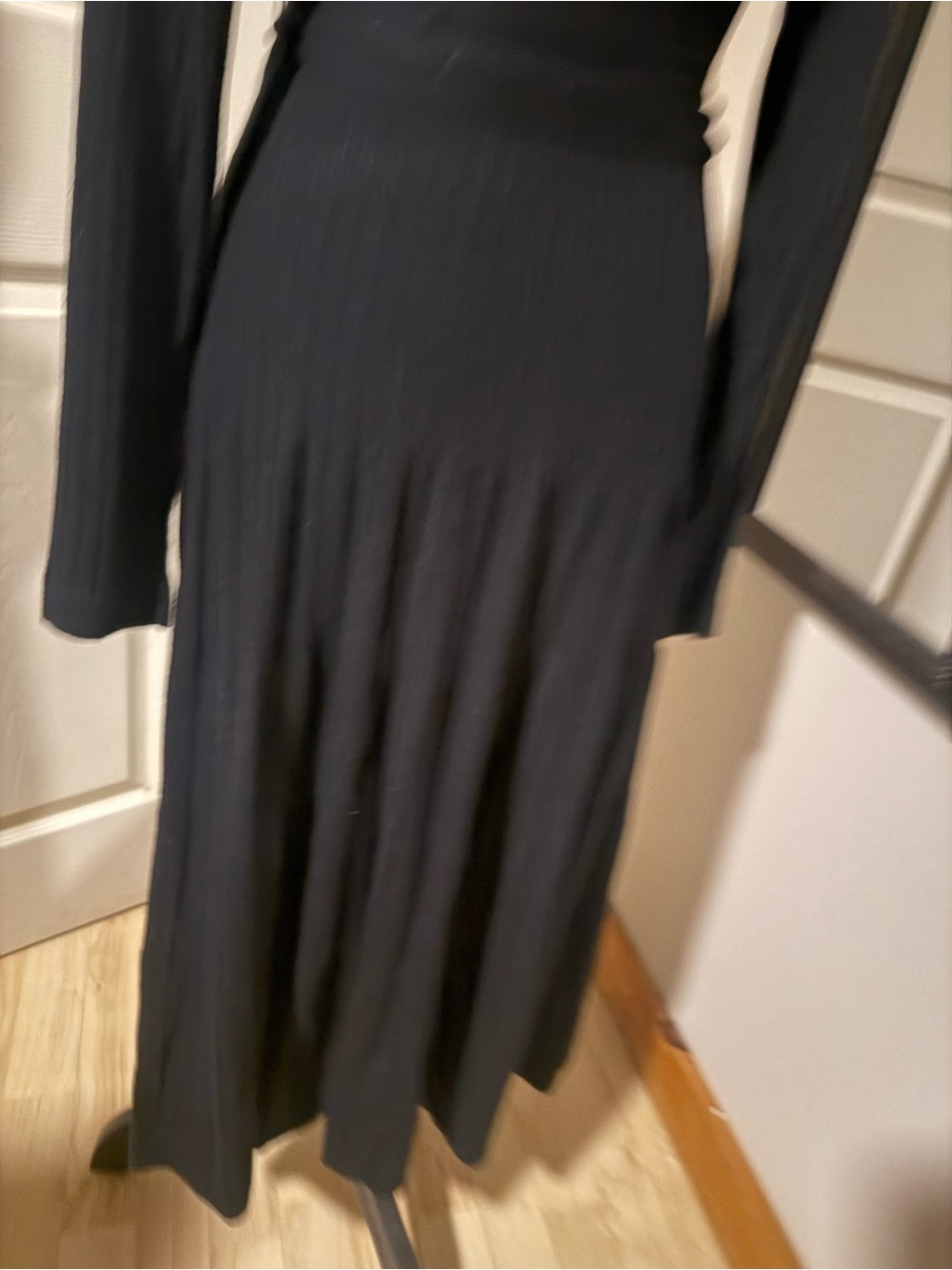 Classic Black Wrap-Style Long Sleeve Sweater Dress, Size L - Picture 4 of 4